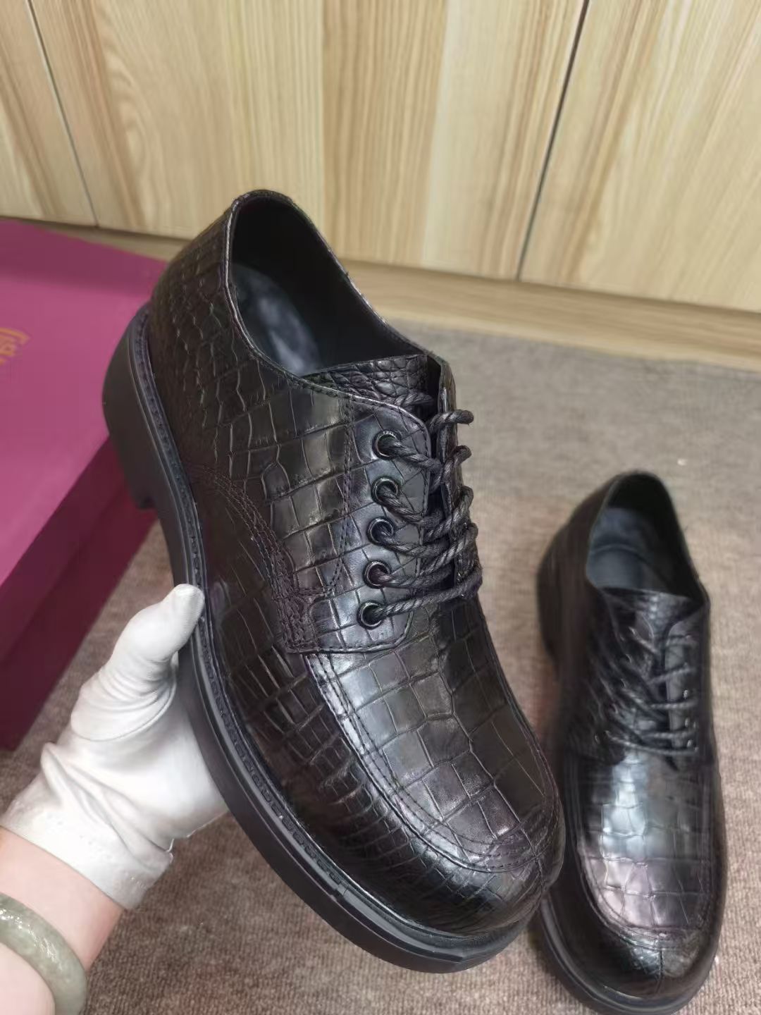 Men Shoes Official - Luxury Crocodile Skin Men's Sneakers 100%