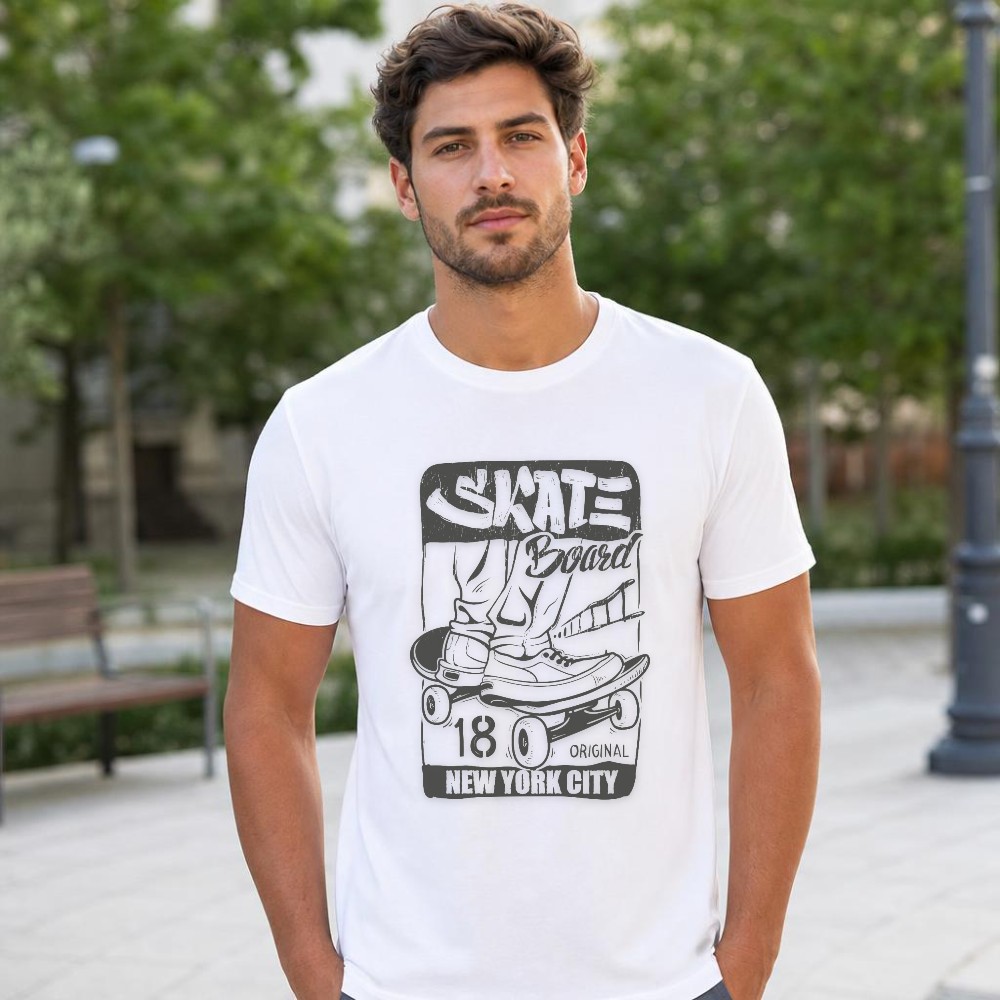 Men'S Shoes York - Men Summer Tee Skateboard Graphic New