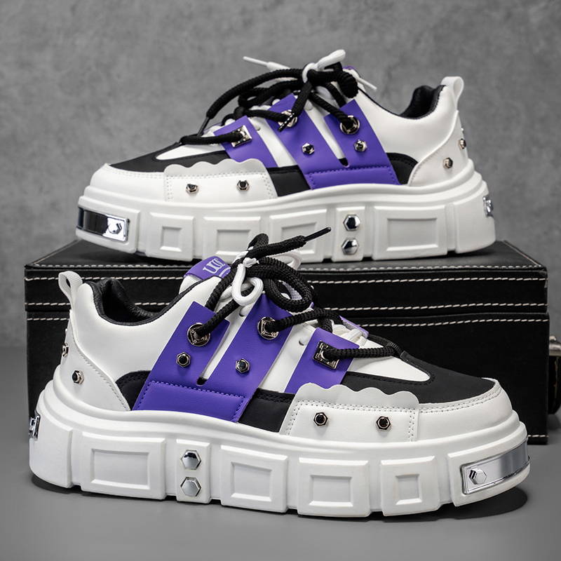 Men Shoes Must Have - Cyberpunk Metal Decor Thick Sole Sneakers,