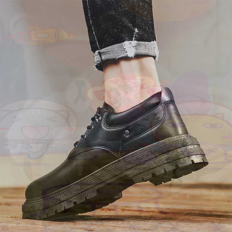 Men'S Shoes Good For Flat Feet - Dark Natural Leather Fashion Trainers Tennis
