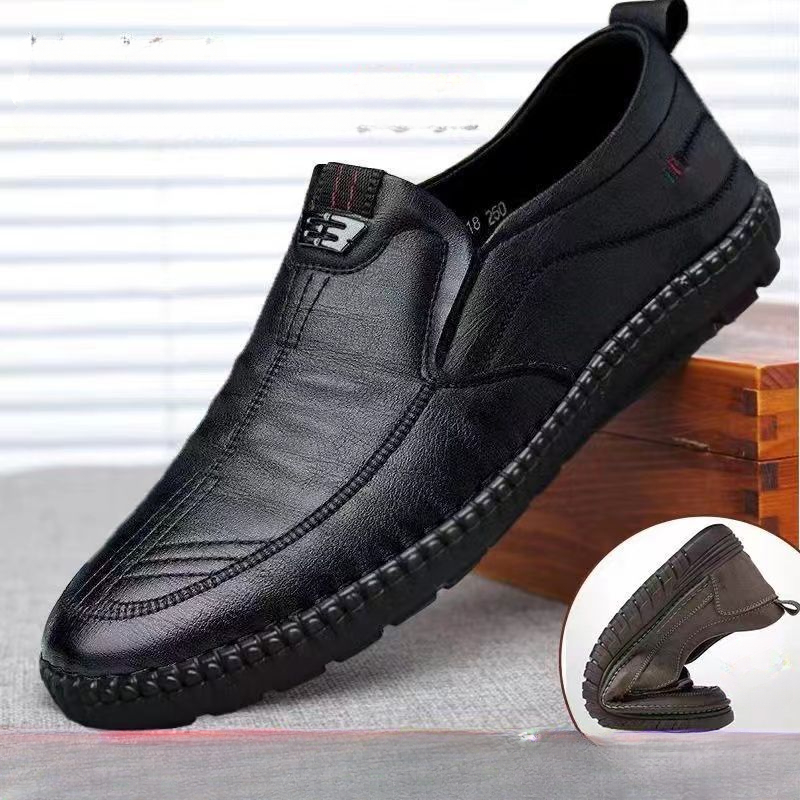 Men Shoes Official - Mens Leather Loafers Non Slip Walking