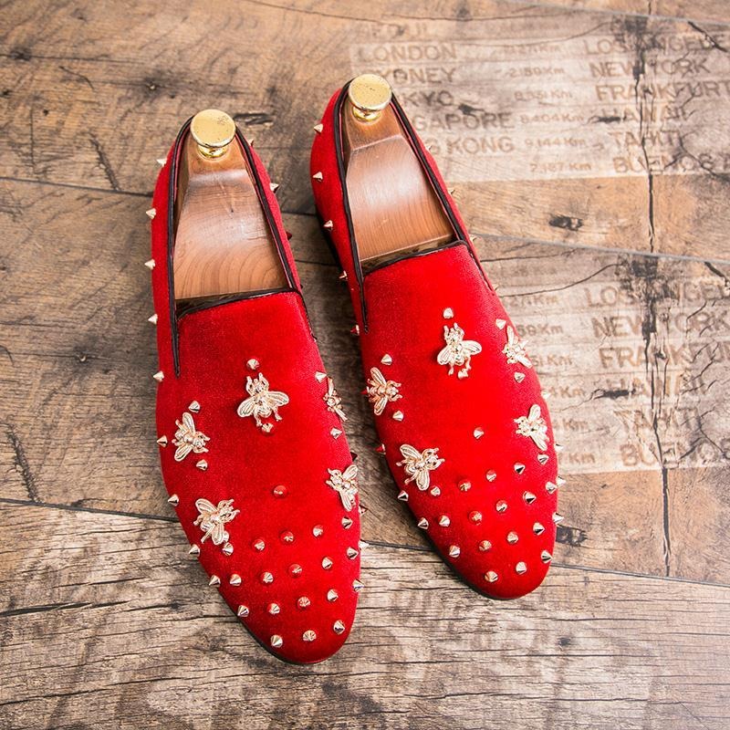 rivets men's dress shoes red b - Men Shoes Official 评论和价格