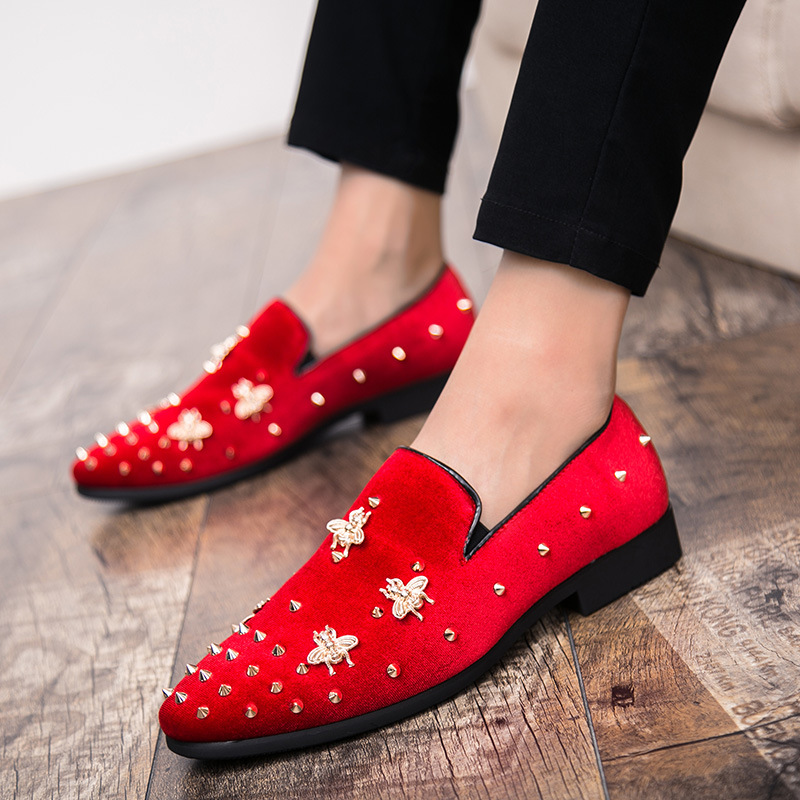 rivets men's dress shoes red b - Men Shoes Official 评论和价格