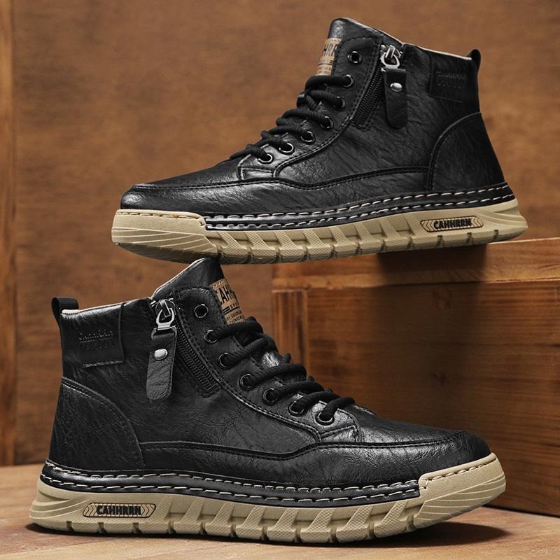 Men Leather High Top Ankle Boo - Running Shoes Lightweight 评论和价格