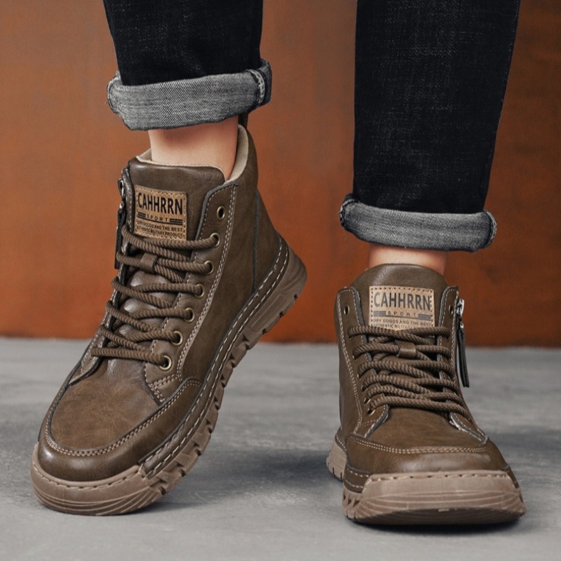 Men Leather High Top Ankle Boo - Running Shoes Lightweight 评论和价格