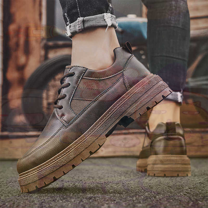 Dark Natural Leather Fashion T - Men'S Shoes Good For Flat Feet 评论和价格