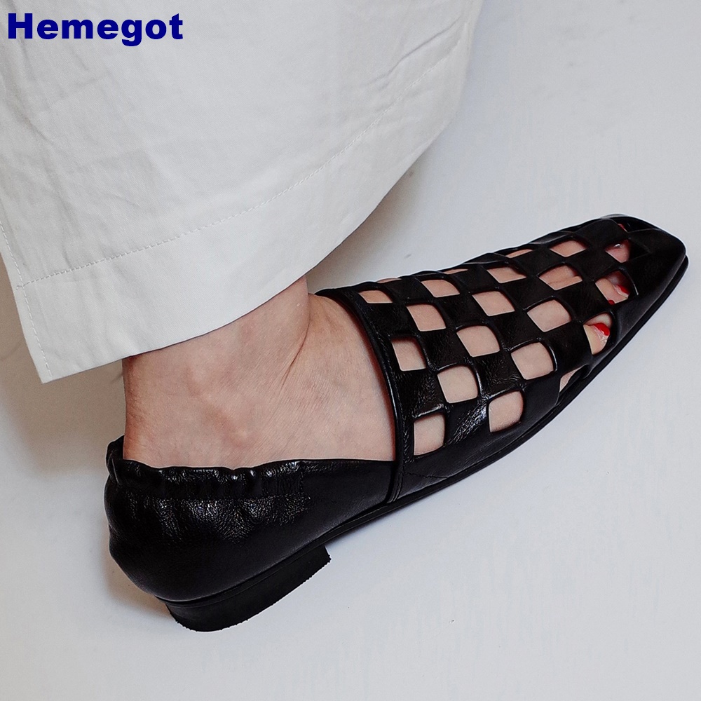 Women Black Caged Flat Sandals - Men Shoes Casual 评论和价格